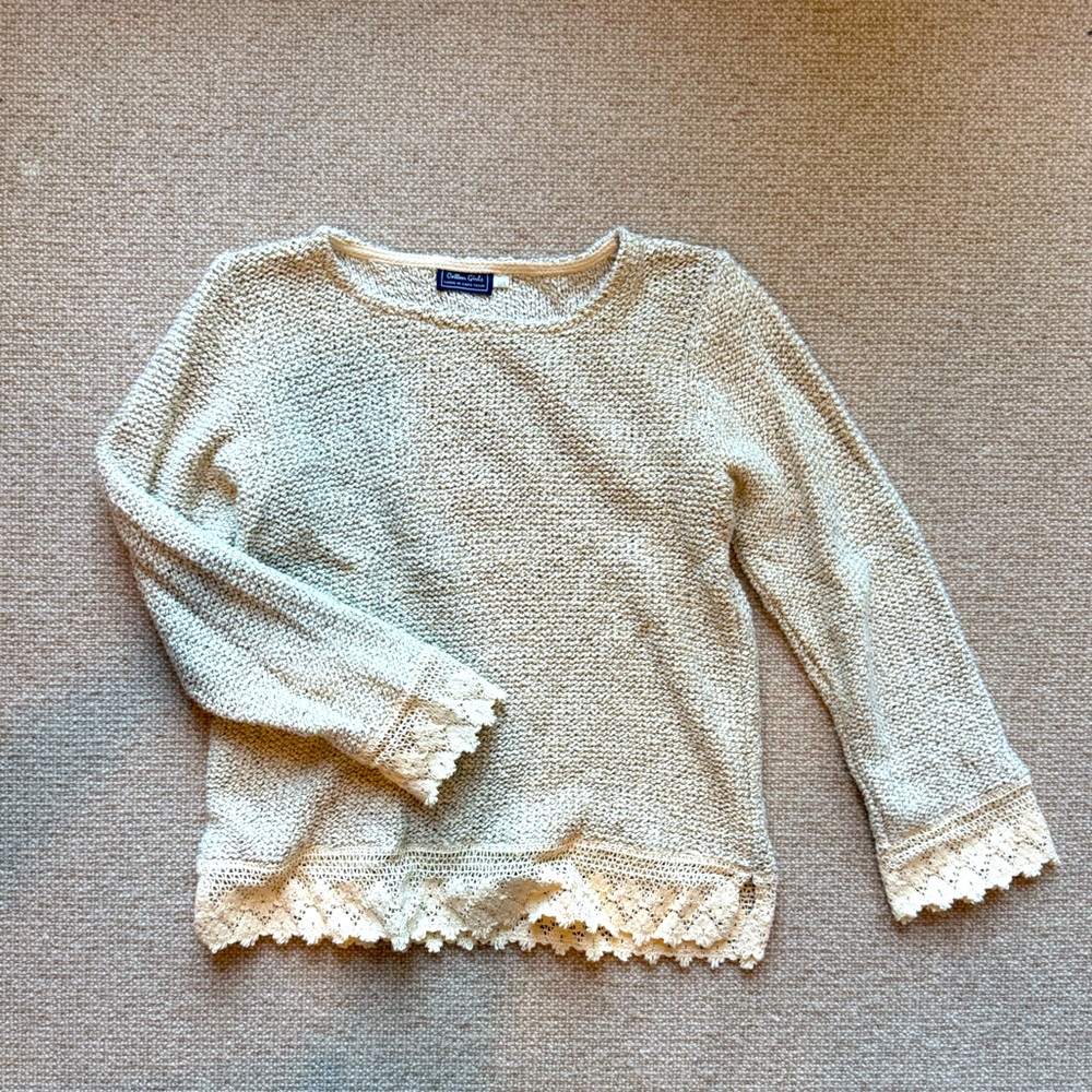 Cape Girls Hand Knitted South African Sweater with Lace Detail Size Small